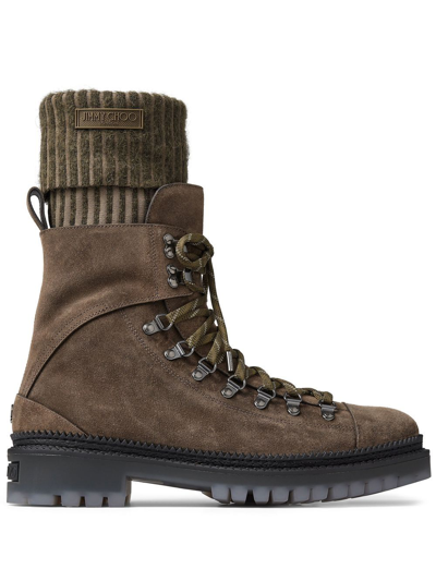 Jimmy Choo Devin Suede Cargo Boots In Brown