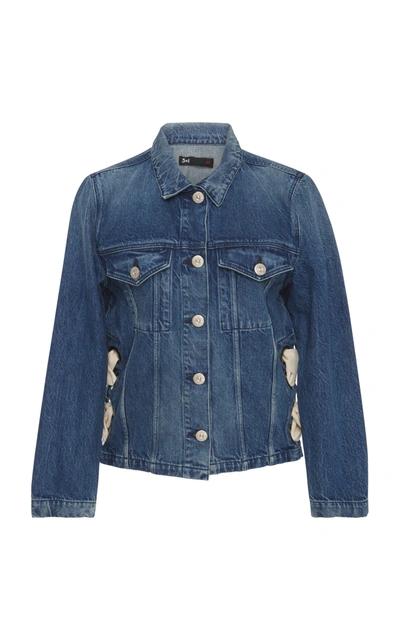 3x1 Wj Denim Hollow Jacket With Lace Up Side In Blue