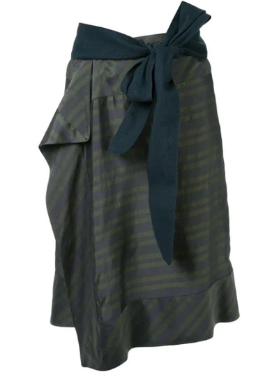 A.f.vandevorst Horizontal-stripes Wraparound Skirt In Green