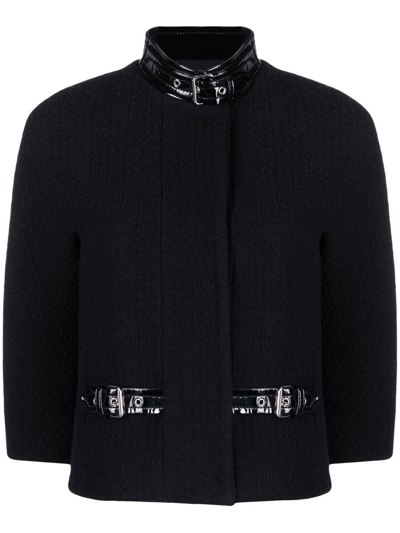 Moschino Buckle Detail Fitted Jacket In Black