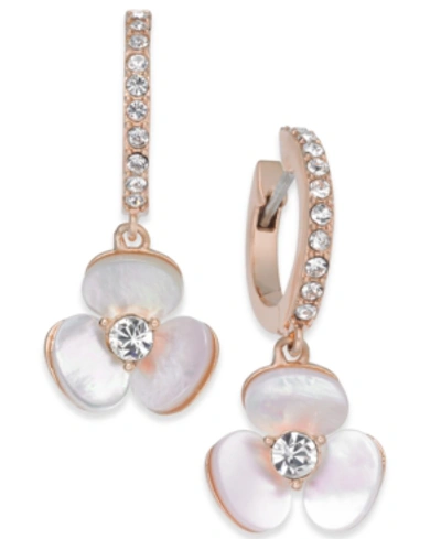 Kate Spade 14k Rose Gold-plated Pave & Mother-of-pearl Flower Drop Earrings In Cream Multi