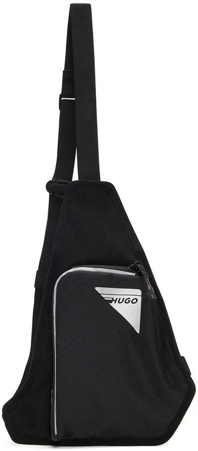 Hugo Black Ripstop Messenger Bag In 001 Black