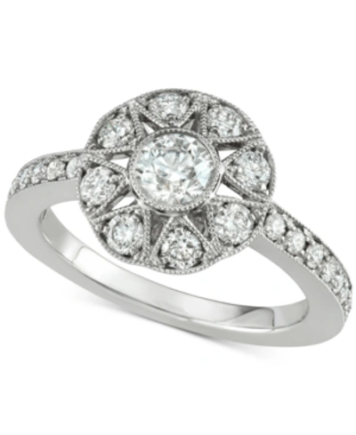 Marchesa Diamond Floral Engagement Ring (1 Ct. T.w.) In 18k White Gold, Created For Macy's