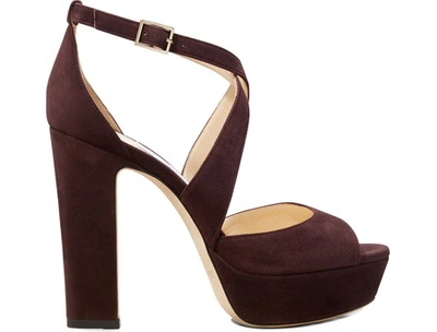 Jimmy Choo April 120 Sandals In Burgundy