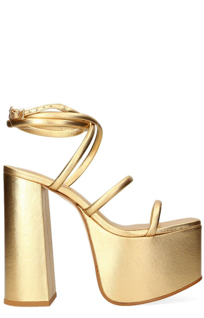 Cult Gaia Hyte Metallic Leather Platform Sandals In Gold
