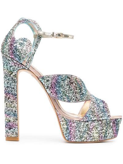 Sophia Webster Rita Glitter-embellished Leather Platform Sandals In Blue