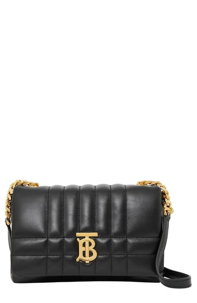 Burberry Lola Mini Satchel Bag In Black Quilted Leather