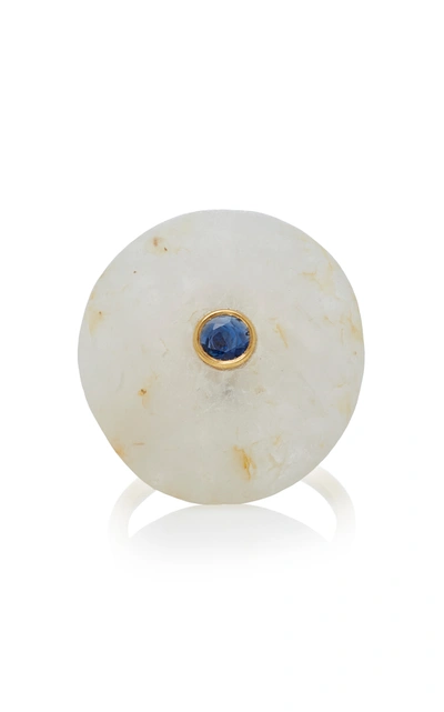 Cvc Stones Exclusive: 18k Gold Beach Stone And Sapphire Ocean Ring In White