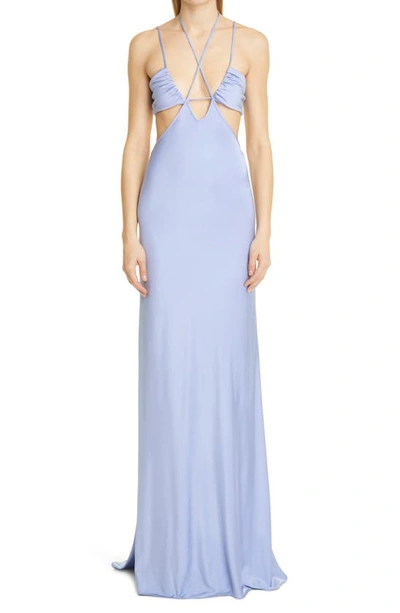 Et Ochs Gloss Cut-out Stretch-woven Maxi Dress In Light Blue