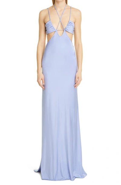 Et Ochs Gloss Cut-out Stretch-woven Maxi Dress In Blue