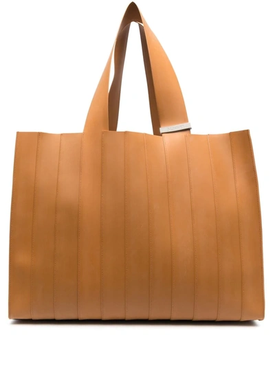 Sunnei Parallelepipedo Panelled Tote Bag In Brown
