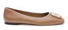 Tory Burch Georgia Square Toe Ballet Flat In Almond Flour