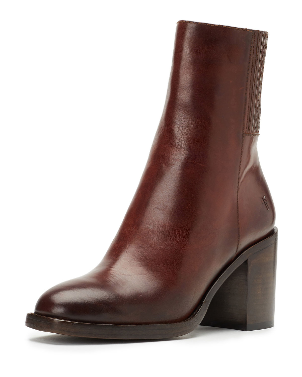 frye block heel leather booties