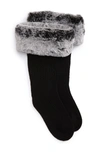 Ugg Rib Knit Socks With Faux Fur Cuffs In Charcoal Wool