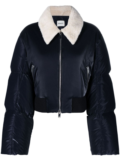 Khaite Milton Cropped Faux Shearling-trimmed Quilted Shell Down Jacket In Black