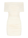 Khaite Aerica Off-the-shoulder Ruched Stretch-jersey Mini Dress In Neutrals