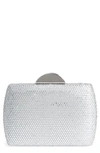 Nina Pacey Crystal Pave Minaudiere In Silver Cry