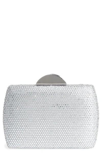 Nina Pacey Crystal Pave Minaudiere In Silver Glass Crystals