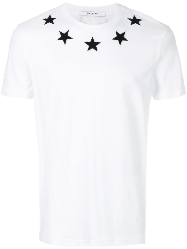 Givenchy Men's Star-patch Crewneck T-shirt In 100 White | ModeSens