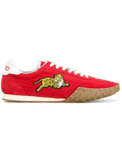 Kenzo K-run Nylon & Suede Running Sneakers In Red