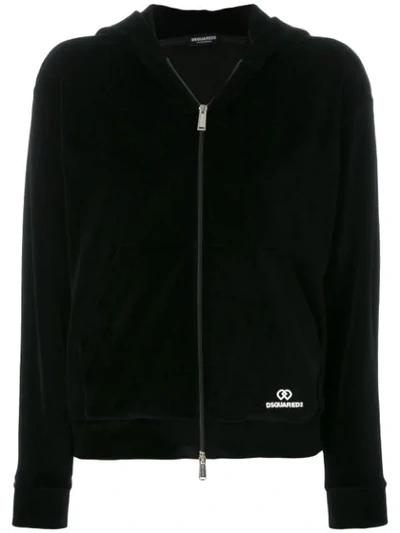 Dsquared2 Underwear Hooded Zip Jacket In Black