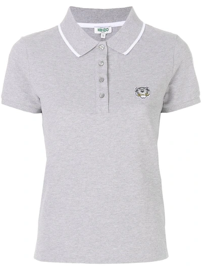 Kenzo Tiger Crest Polo Shirt In 94 Pearl Grey