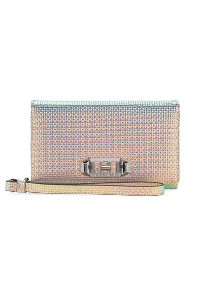 Rebecca Minkoff Love Lock Iphone 7 Metallic Leather Wristlet In Holographic