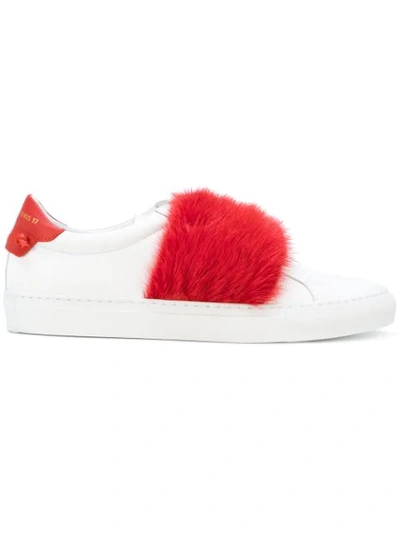 Givenchy White & Pink Fur Urban Knots Sneakers