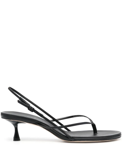 Studio Amelia 50mm Wishbone Leather Sandals In Black