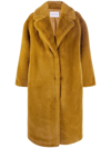 Stand Studio Camille Faux Fur Cocoon Coat In Khaki