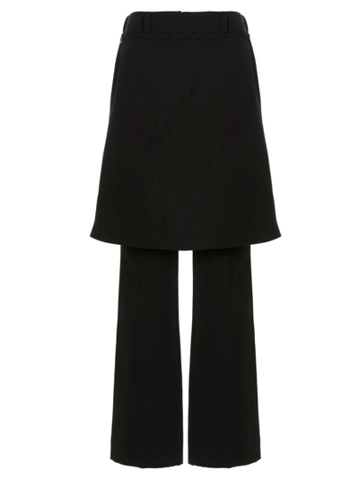 Jw Anderson Detachable Skirt Cotton-blend Tailored Trousers In Black