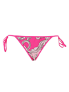 Versace Silver Baroque Reversible Bikini Bottoms In Fuxia English Rose