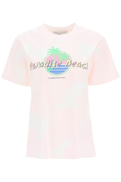 Alessandra Rich Graphic Print Crewneck T In Pink
