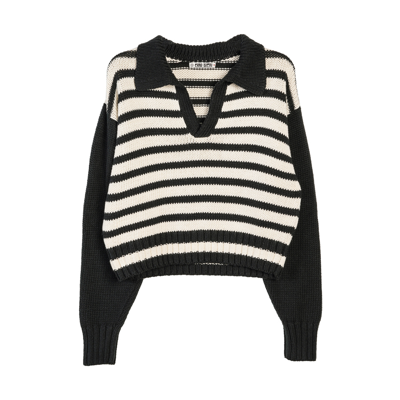 Ciao Lucia Women's Venezia Knit Cotton Sweater In Black,white