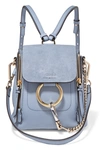 Chloé Faye Mini Textured-leather And Suede Backpack In Light Blue