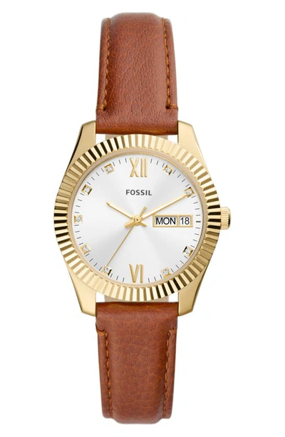 Fossil Scarlette Leather Strap Watch, 32mm In Brown
