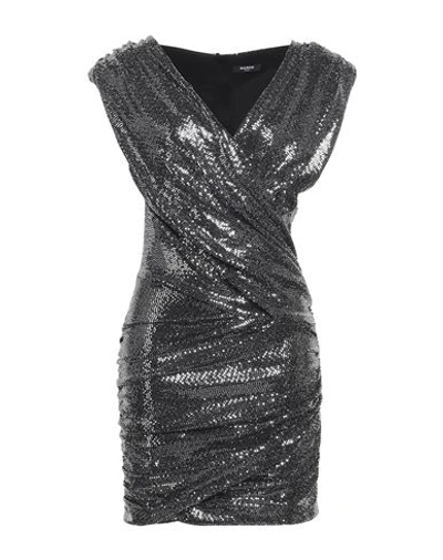 Balmain Short Draped Jersey Dress With Silver Sequins In New