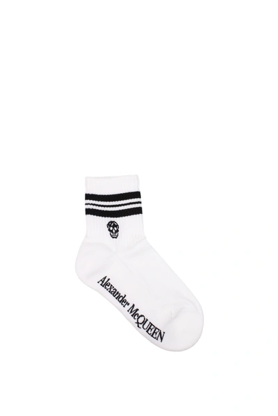 Alexander Mcqueen Short Socks Cotton Black In White/black