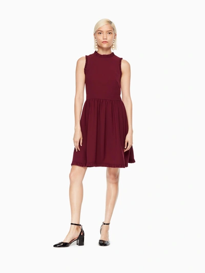 Kate Spade Ruffle Fit And Flare Dress In Deep Cherry