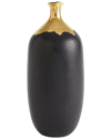 Global Views Dipped Golden Crackle 18.5" Cylinder Vase In Black