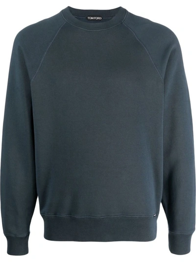 Tom Ford Raglan-sleeve Crew-neck Sweatshirt In Blu