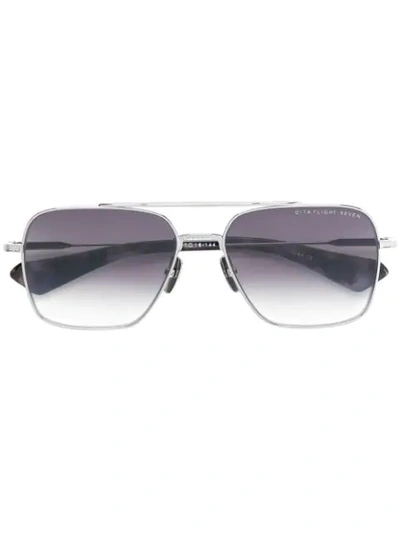 Dita Eyewear Flight-seven Square Aviator Sunglasses In Metallic