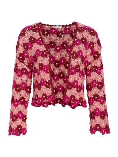 Alice And Olivia Anderson Cropped Floral Crochet Cardigan In Multi