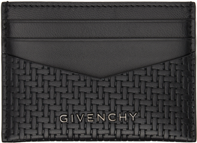 Givenchy Logo-appliquéd Woven Leather Cardholder In Black