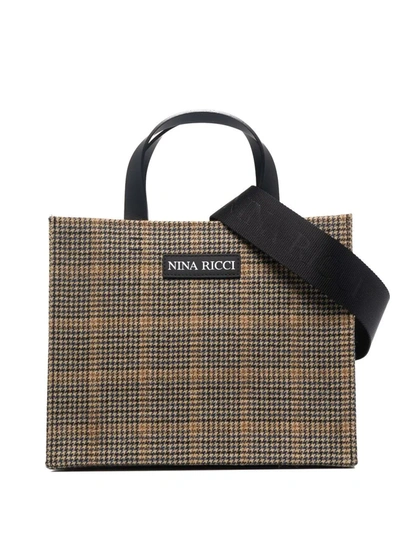 Nina Ricci Small Houndstooth Checked Tote Bag In Neutrals