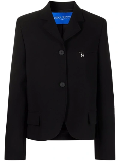 Nina Ricci Single-breasted Gabardine Jacket In Black