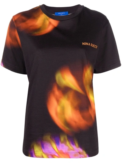 Nina Ricci Abstract-print Cotton Jersey T-shirt In Brown