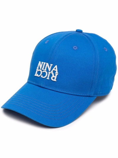Nina Ricci Logo-embroidered Twill Cotton Cap In Blue
