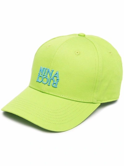 Nina Ricci Logo-embroidered Twill Cotton Cap In Green