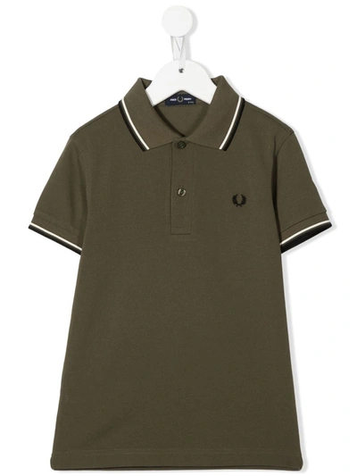Fred Perry Kids' Embroidered-logo Detail Polo Shirt In Green